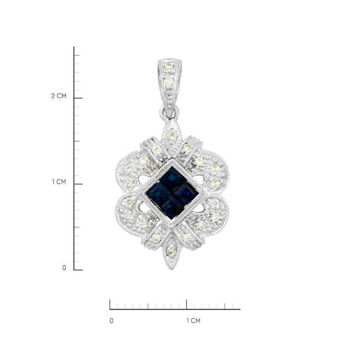 Подвеска из золота 585 пробы c сапфирами и бриллиантами, Л 4508 2028 за 34300