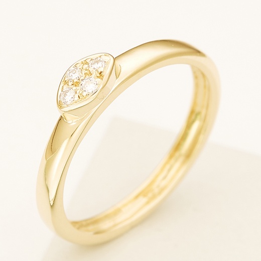 Кольцо из желтого золота 585 пробы c 4 бриллиантами Л61009442 фото 1