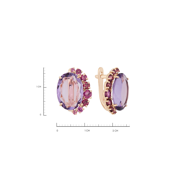 Серьги из золота 585 пробы c аметистами и турмалинами, К 0000 2926 за 48600
