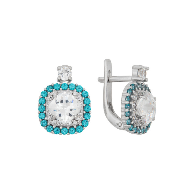 Серьги из золота 585 пробы c фианитами
