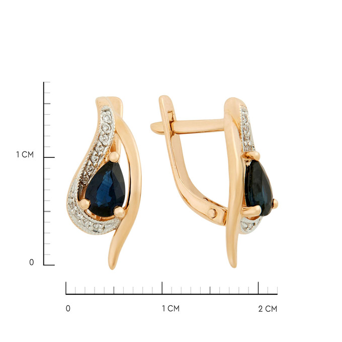 Серьги из золота 585 пробы с сапфирами и бриллиантами, Л 7502 8718 за 51900