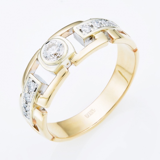 Кольцо из комбинированного золота 585 пробы c 9 бриллиантами, Л22100529 за 109 560 ₽