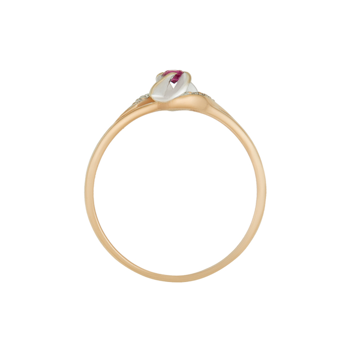 Кольцо из золота 585 пробы c рубином и бриллиантами, Л 2212 9644 за 22800