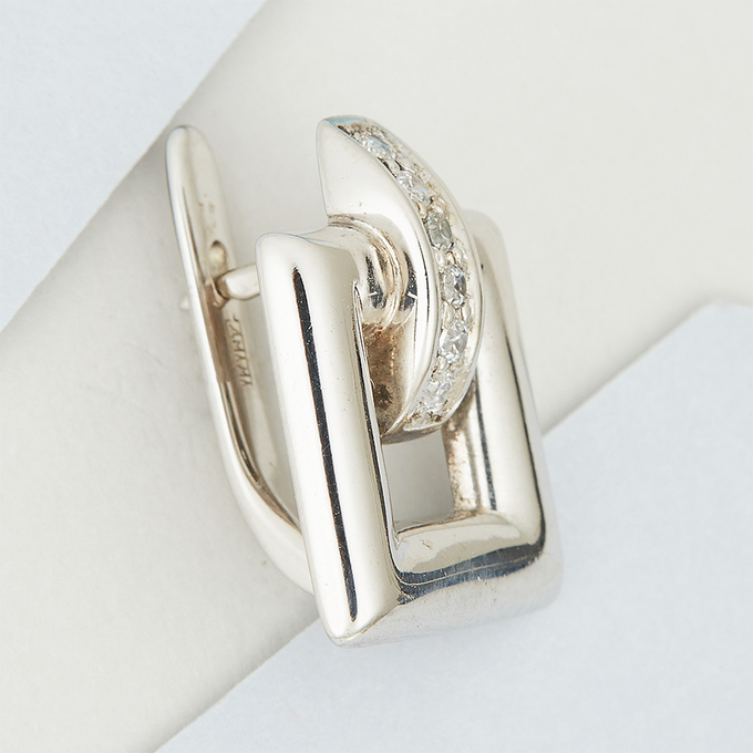 Серьги из белого золота 585 пробы c фианитами