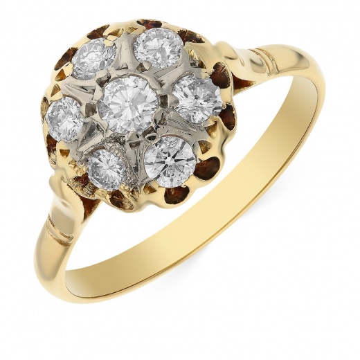 Кольцо из комбинированного золота 750 пробы c 7 бриллиантами 061545 фото 1