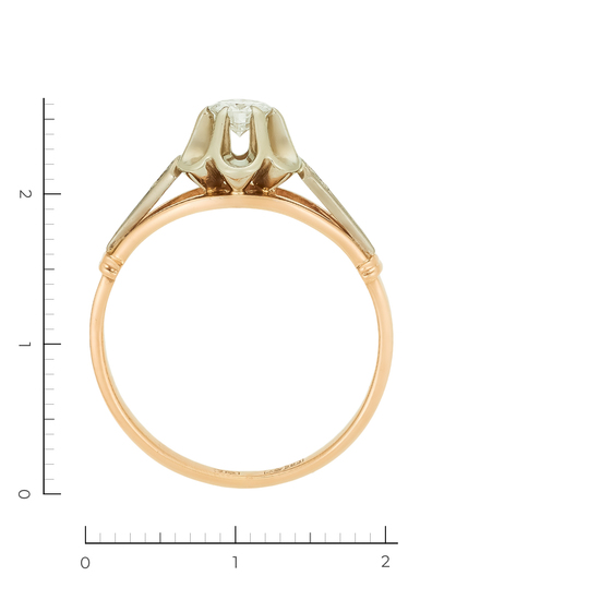 Кольцо из комбинированного золота 583 пробы c 1 бриллиантом, Л45070388 за 103120