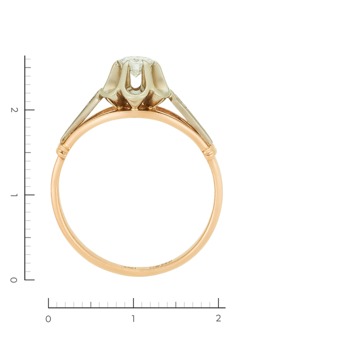Кольцо из комбинированного золота 583 пробы c 1 бриллиантом, Л 4507 0388 за 45115