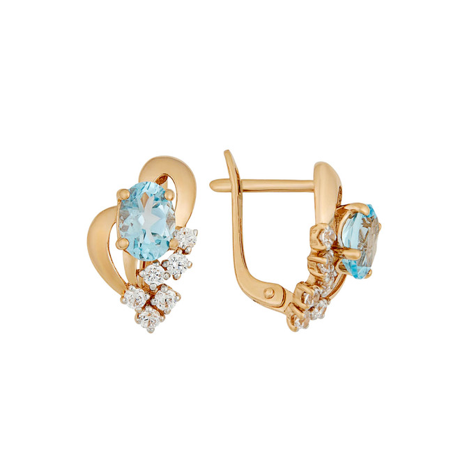 Серьги из золота 585 пробы с топазами и фианитами, Ц О007 3879 за 33400