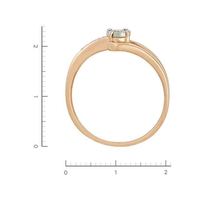 Кольцо из комбинированного золота 585 пробы c 4 бриллиантами, Л 2414 3174 за 24430