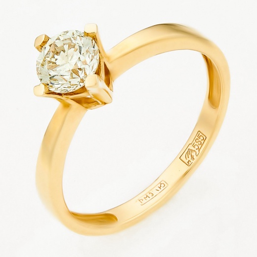 Кольцо из желтого золота 585 пробы c 1 бриллиантом Л24126054 фото 1