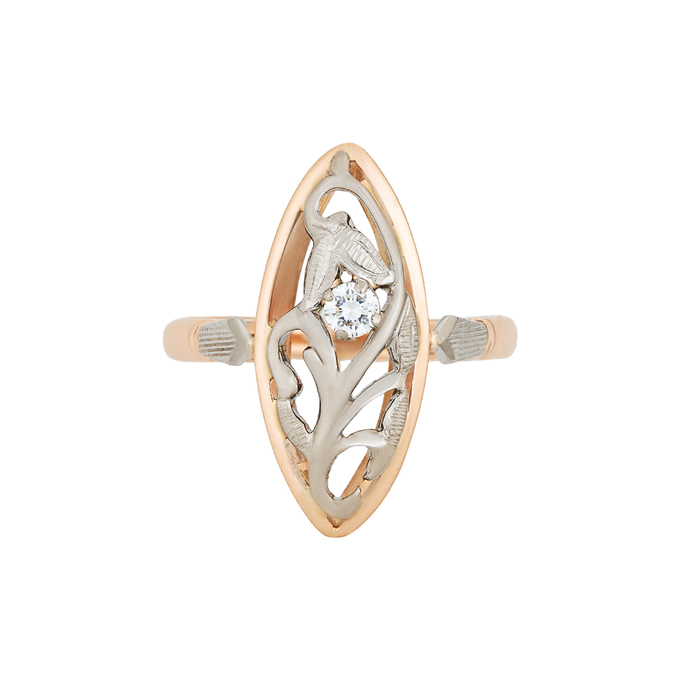 Кольцо из золота 583 пробы c бриллиантом, Л 2811 5350 за 58000