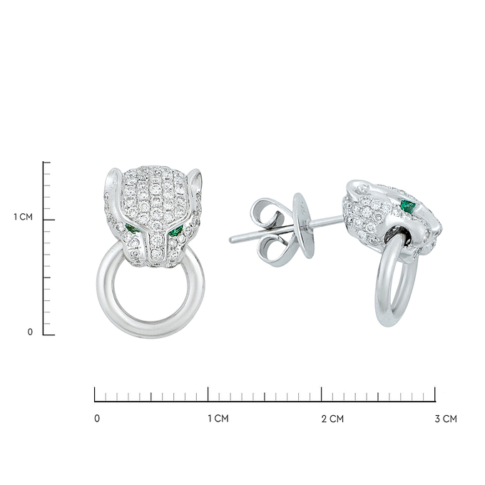 Серьги из золота 750 пробы c бриллиантами и гранатами, Л 0808 7930 за 83000