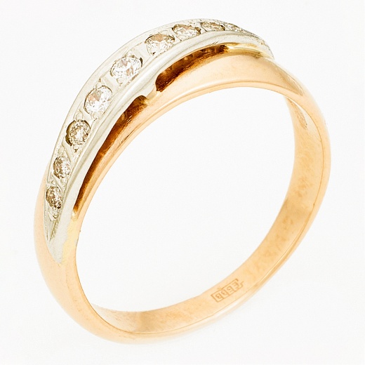 Кольцо из комбинированного золота 585 пробы c 9 бриллиантами Л41059827 фото 1
