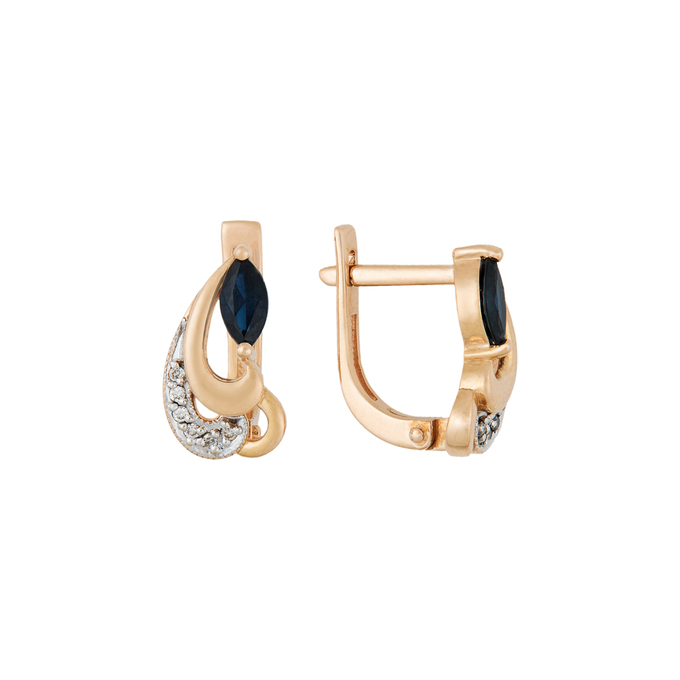 Серьги из золота 585 пробы c сапфирами и бриллиантами, Л 1615 4625 за 39120