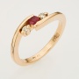 Кольцо из красного золота 585 пробы c 2 бриллиантами и 1 рубином Л32072524 фото 1