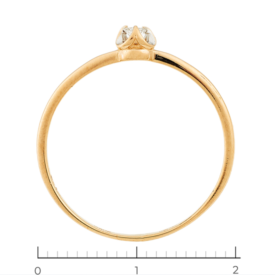 Кольцо из комбинированного золота 585 пробы c 1 бриллиантом, Л25080784 за 6300
