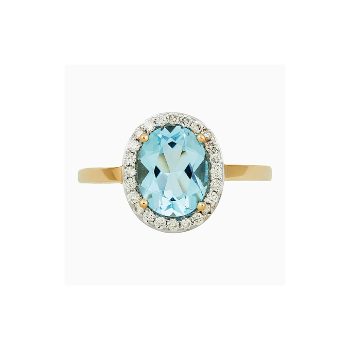 Кольцо из золота 585 пробы c топазом и бриллиантами, Л 2811 9152 за 35600