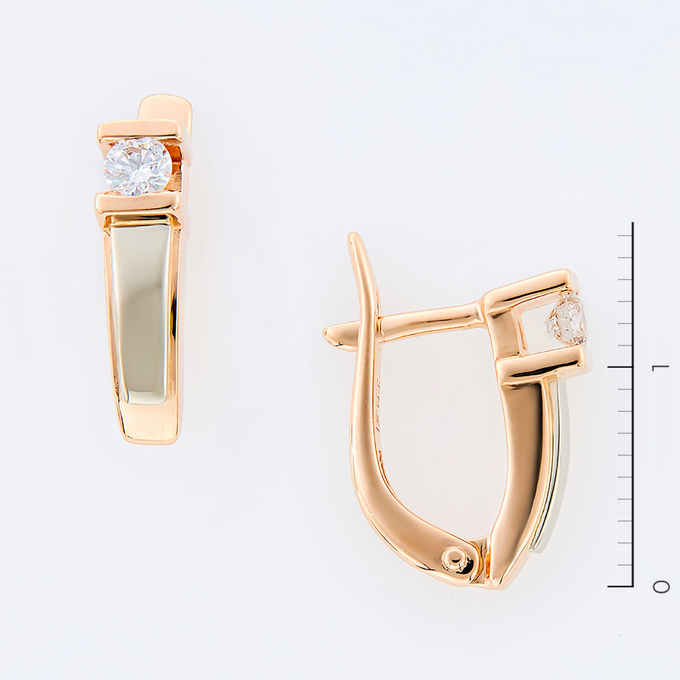 Серьги из золота 585 пробы c 2 бриллиантами