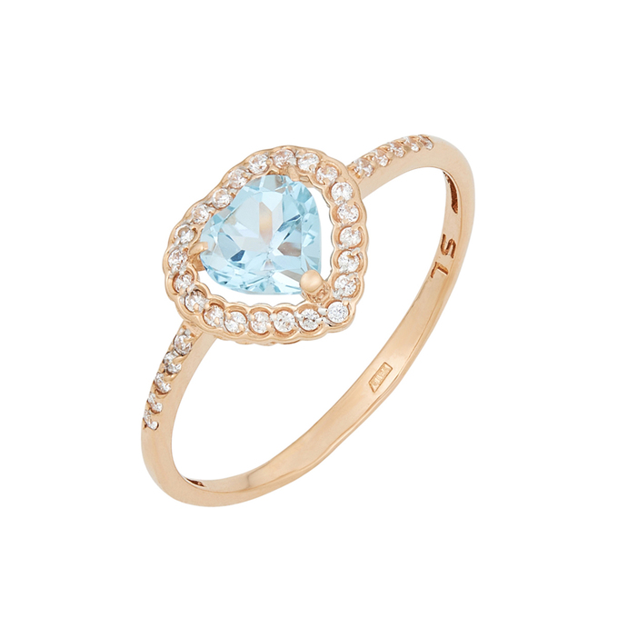 Кольцо из золота 585 пробы c топазом и фианитами