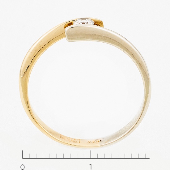 Кольцо из комбинированного золота 585 пробы c 1 бриллиантом, Л30130851 за 11100