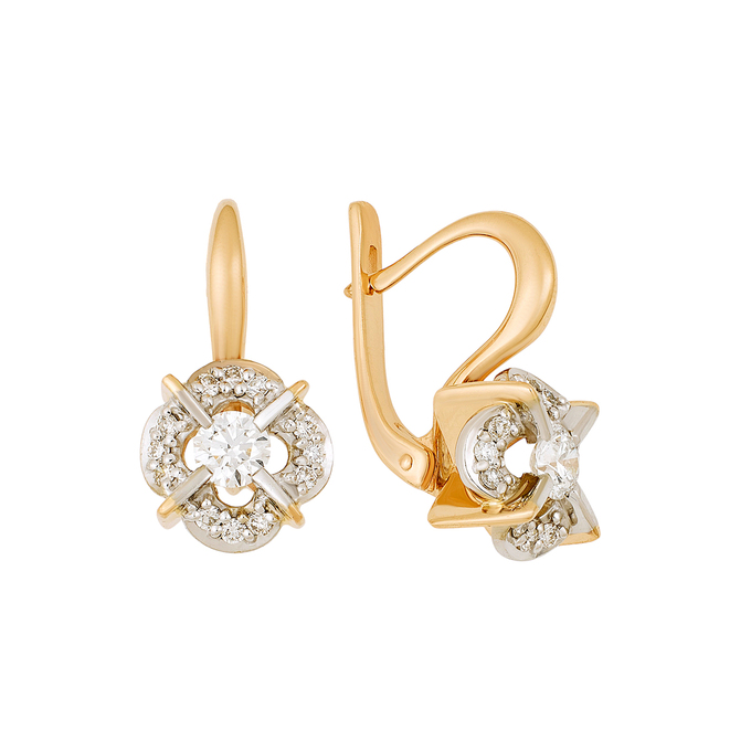 Серьги из золота 585 пробы c бриллиантами