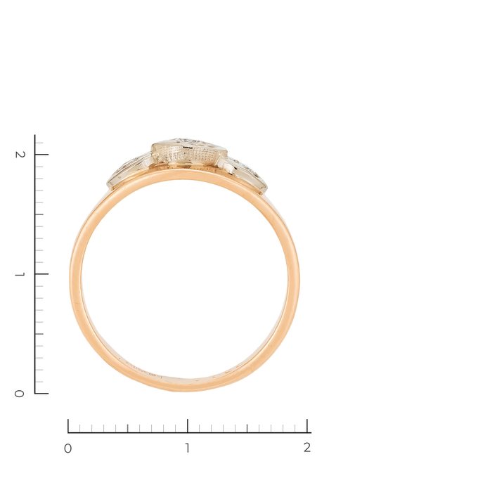 Кольцо из комбинированного золота 585 пробы c 3 бриллиантами, Л 5405 3621 за 24300