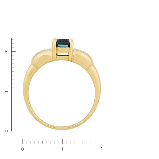 Кольцо из желтого золота 750 пробы c 8 бриллиантами и 1 сапфиром, Л54052837 за 72500