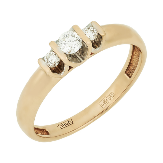 Кольцо из комбинированного золота 585 пробы c 3 бриллиантами, Л19109902 за 20400
