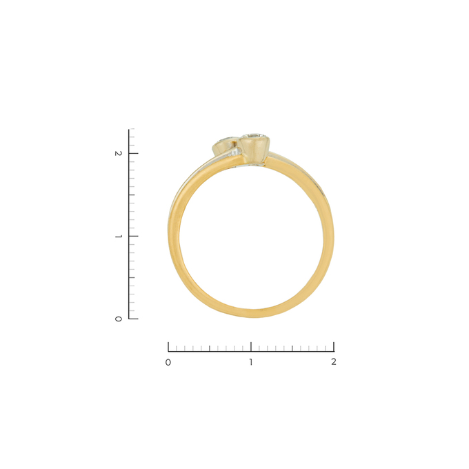 Кольцо из желтого золота 750 пробы c 2 бриллиантами, Л 2809 7467 за 49520