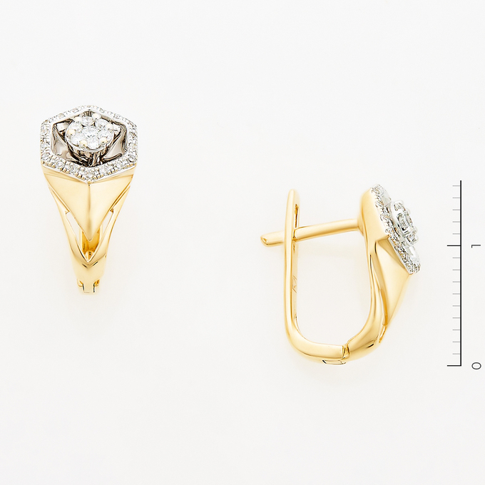 Серьги из золота 585 пробы c 44 бриллиантами