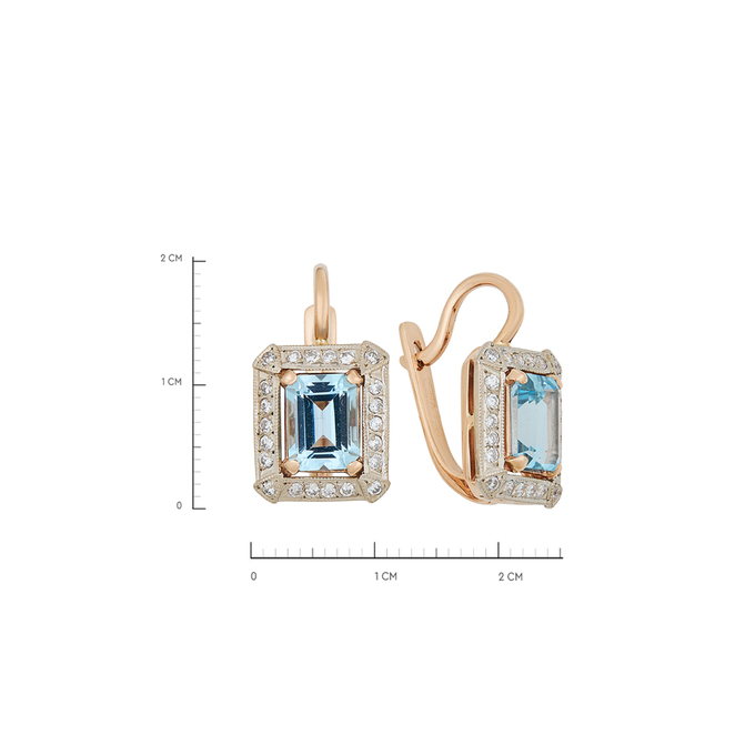 Серьги из золота 585 пробы c топазами и бриллиантами, К 0000 4191 за 74900