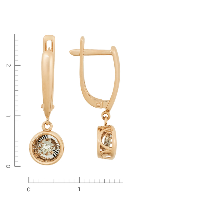 Серьги из золота 585 пробы c 2 бриллиантами