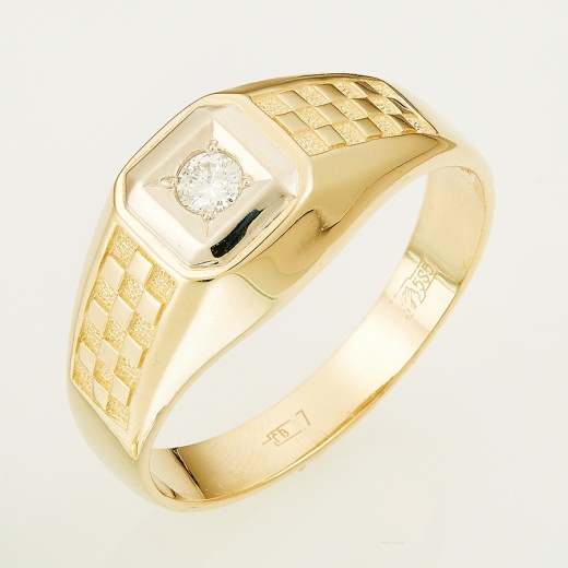 Кольцо из комбинированного золота 585 пробы c 1 бриллиантом Л69001888 фото 1