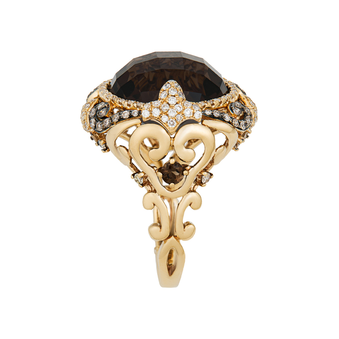 Кольцо из золота 585 пробы c раухтопазами и бриллиантами, Л 2811 9098 за 148000