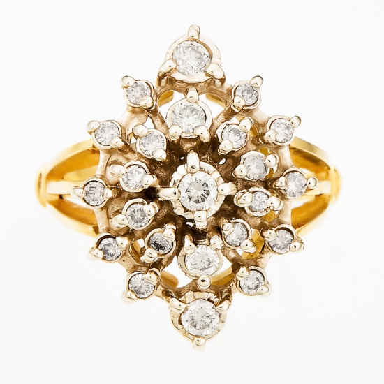 Кольцо из комбинированного золота 585 пробы c 23 бриллиантами