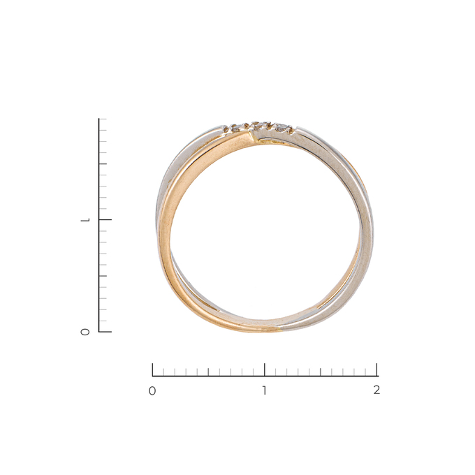 Кольцо из комбинированного золота 585 пробы c 3 фианитами, Л 3112 4692 за 12300