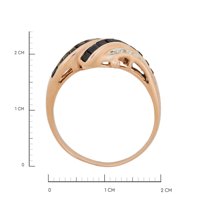 Кольцо из золота 585 пробы c 8 бриллиантами и 18 сапфирами, Л 6201 7972 за 42320