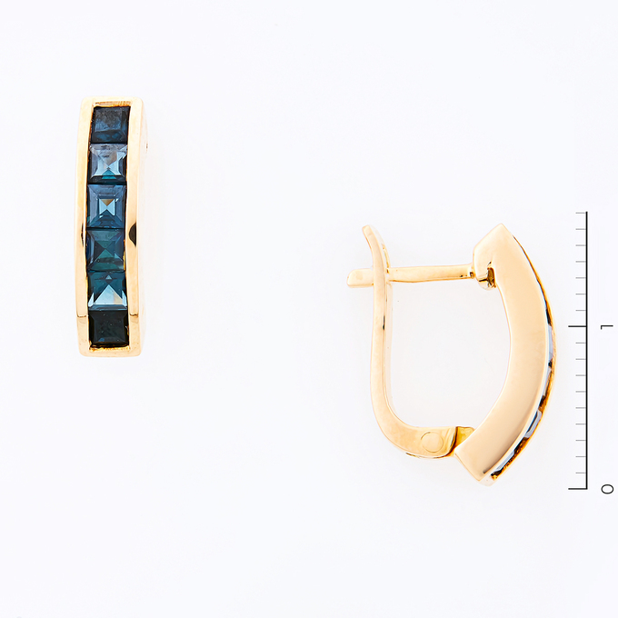 Серьги из золота 585 пробы c 12 сапфирами