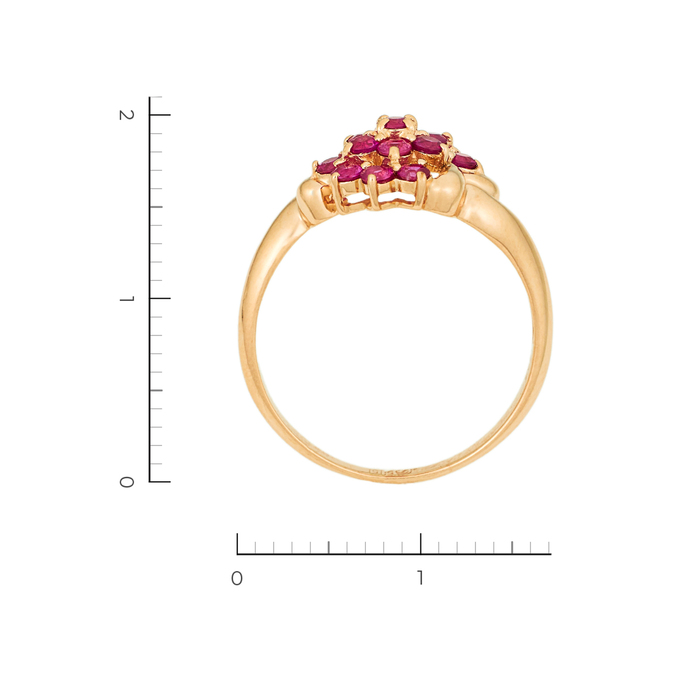 Кольцо из красного золота 585 пробы c 15 рубинами