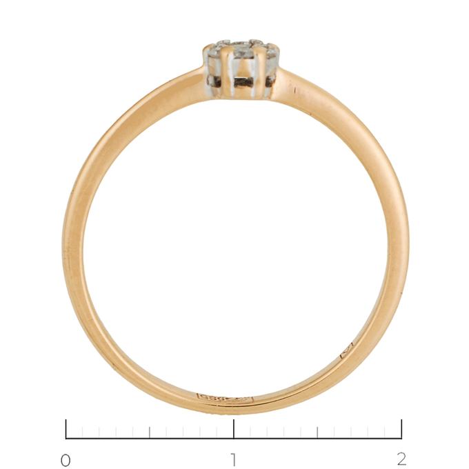 Кольцо из красного золота 585 пробы c 7 бриллиантами, Л 1208 1203 за 9030