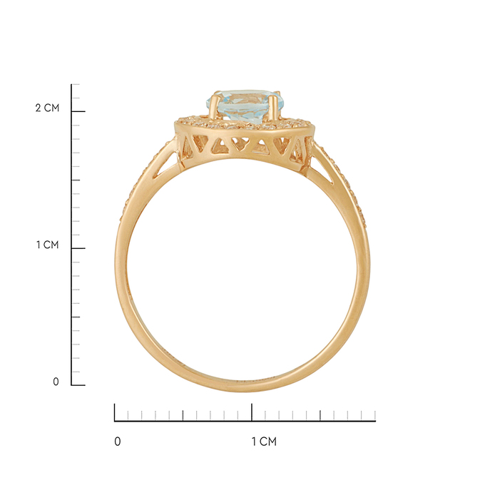 Кольцо из золота 585 пробы c топазом и фианитами, Л 6602 1141 за 24720