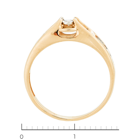 Кольцо из комбинированного золота 585 пробы c 7 бриллиантами, Л28089966 за 11950