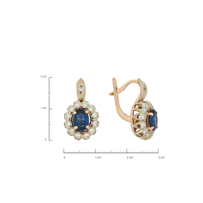 Серьги из золота 585 пробы c сапфирами и бриллиантами, К 0000 2529 за 120000