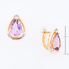 Серьги из золота 585 пробы c фианитами и 2 аметистами