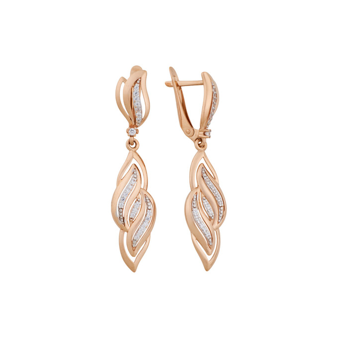 Серьги из золота 585 пробы с фианитами, Ц О007 4346 за 37400