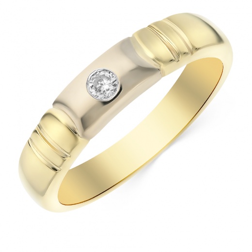 Кольцо из комбинированного золота 585 пробы c 1 бриллиантом 064129 фото 1