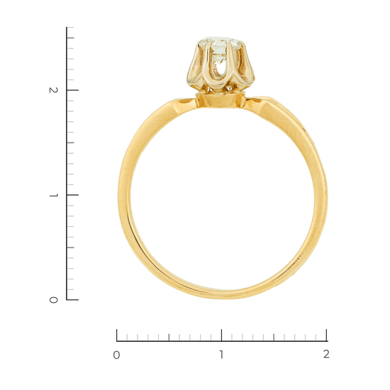 Кольцо из комбинированного золота 750 пробы c 1 бриллиантом, Л33088500 за 47700