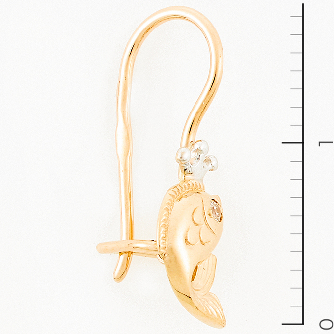 Серьги из комбинированного золота 585 пробы c фианитами