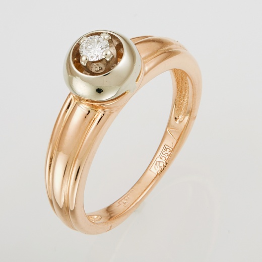 Кольцо из комбинированного золота 585 пробы c 1 бриллиантом Л45049034 фото 1