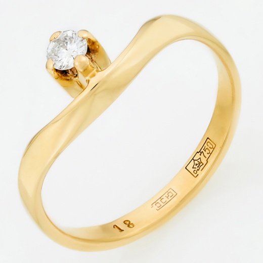 Кольцо из желтого золота 750 пробы c 1 бриллиантом Л24135440 фото 1